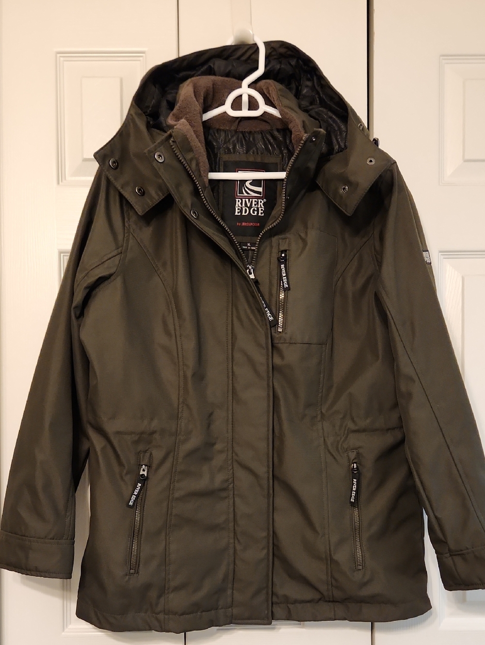 River Edge Zeroxposur Women's Olive Green Hooded Winter Coat Size XL NWOT